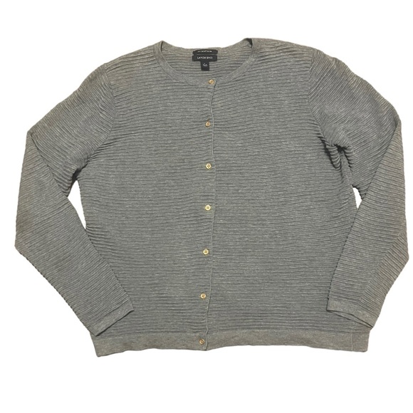 Lands' End Sweaters - Lands’ End Supima cotton gray ribbed cardigan sweater